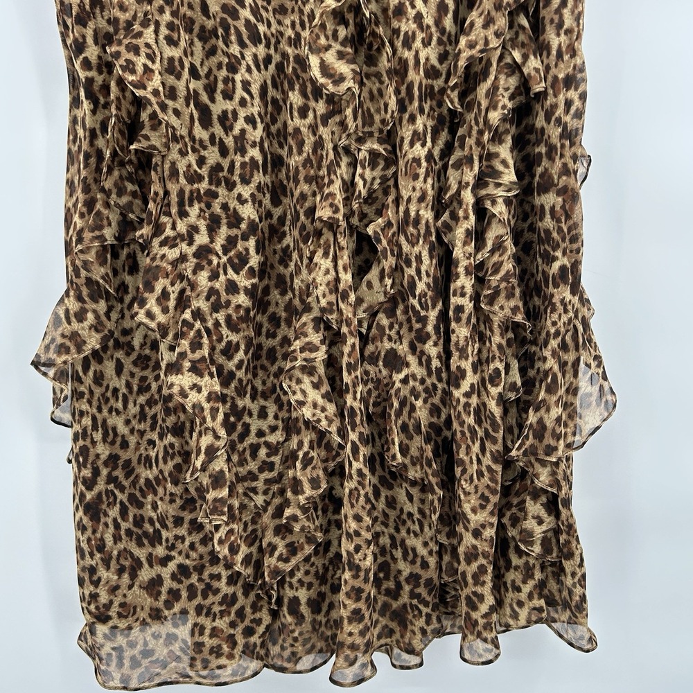 Vintage 90s Y2K Lauren Ralph Lauren 100% Silk Leopard Print Midi Maxi Skirt 2X - Picture 3 of 6